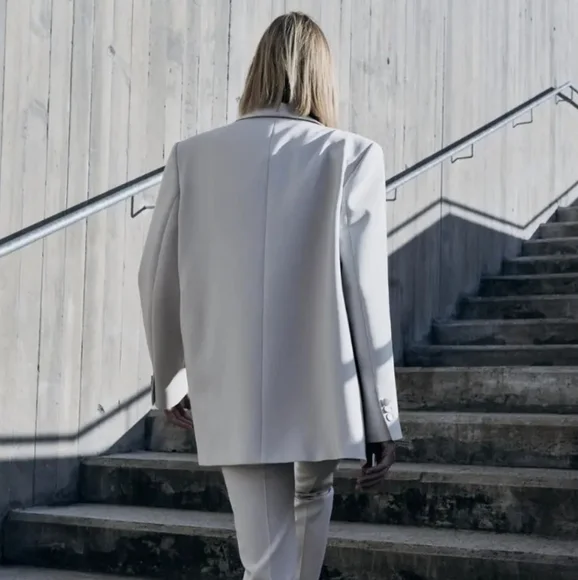 Zara * Satin Effect Blazer Jacket Gray size XS and S New - Picture 6 of 13